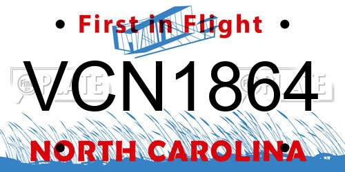 VCN1864 North Carolina License Plate