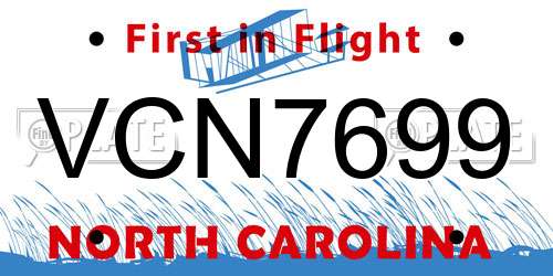 VCN7699 North Carolina License Plate