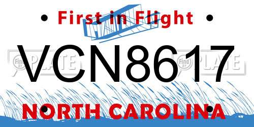 VCN8617 North Carolina License Plate