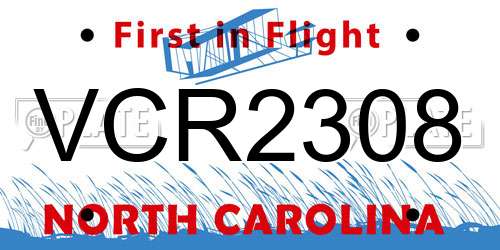 VCR2308 North Carolina License Plate