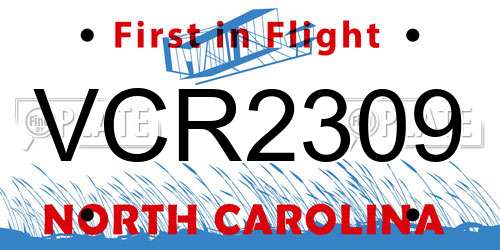 VCR2309 North Carolina License Plate