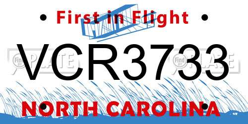 VCR3733 North Carolina License Plate