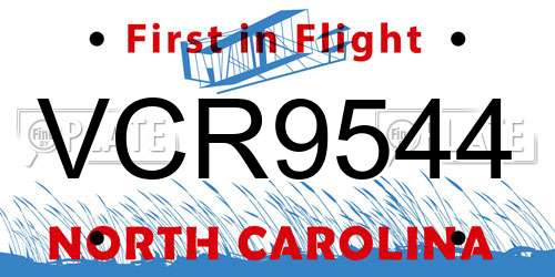 VCR9544 North Carolina License Plate