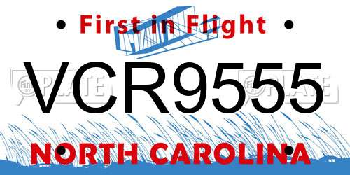 VCR9555 North Carolina License Plate