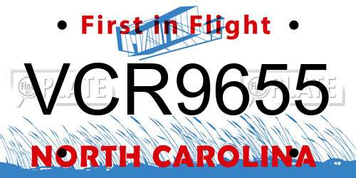 VCR9655 North Carolina License Plate