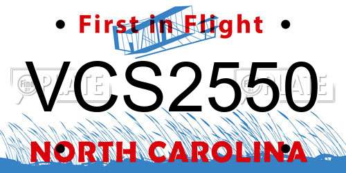 VCS2550 North Carolina License Plate