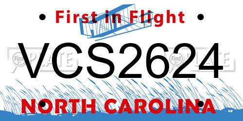 VCS2624 North Carolina License Plate