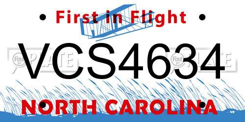VCS4634 North Carolina License Plate