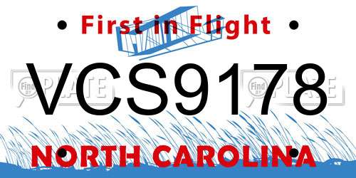 VCS9178 North Carolina License Plate