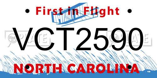 VCT2590 North Carolina License Plate