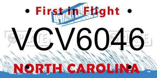 VCV6046 North Carolina License Plate
