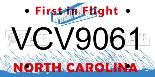 VCV9061 North Carolina License Plate