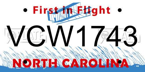 VCW1743 North Carolina License Plate