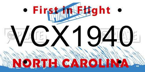 VCX1940 North Carolina License Plate