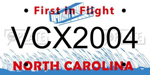 VCX2004 North Carolina License Plate