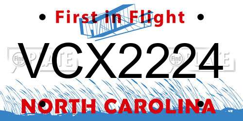 VCX2224 North Carolina License Plate
