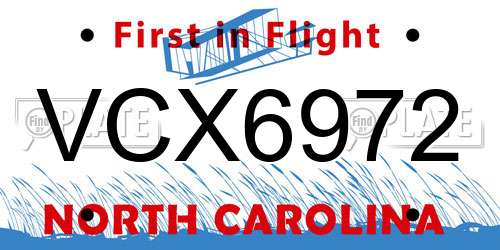 VCX6972 North Carolina License Plate