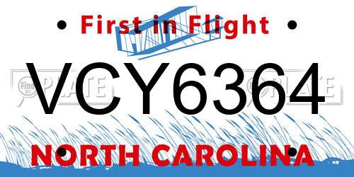 VCY6364 North Carolina License Plate