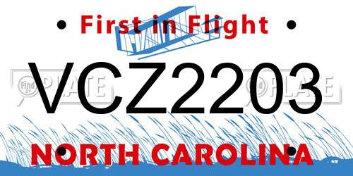 VCZ2203 North Carolina License Plate