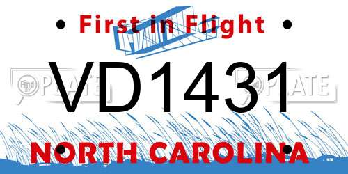 VD1431 North Carolina License Plate