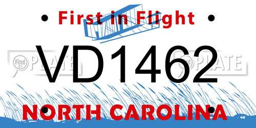 VD1462 North Carolina License Plate