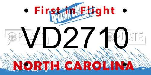 VD2710 North Carolina License Plate