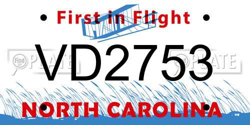VD2753 North Carolina License Plate