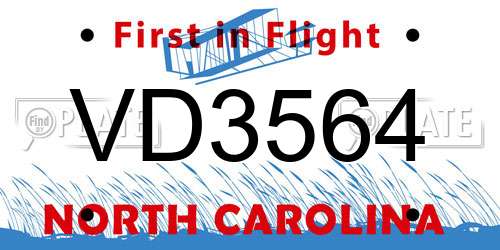 VD3564 North Carolina License Plate