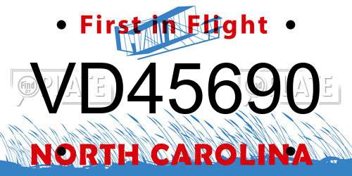 VD45690 North Carolina License Plate