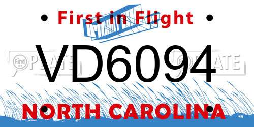 VD6094 North Carolina License Plate