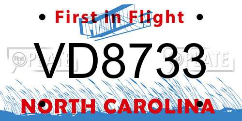 VD8733 North Carolina License Plate