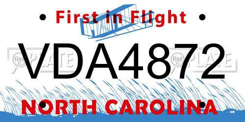 VDA4872 North Carolina License Plate