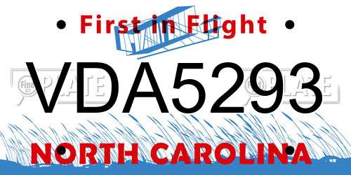 VDA5293 North Carolina License Plate