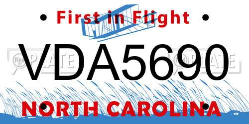VDA5690 North Carolina License Plate