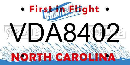 VDA8402 North Carolina License Plate