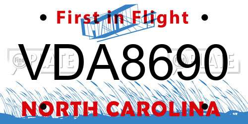 VDA8690 North Carolina License Plate