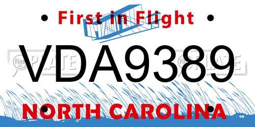 VDA9389 North Carolina License Plate