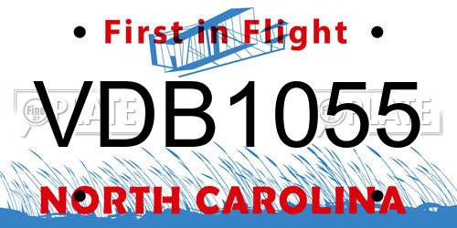 VDB1055 North Carolina License Plate