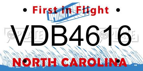 VDB4616 North Carolina License Plate