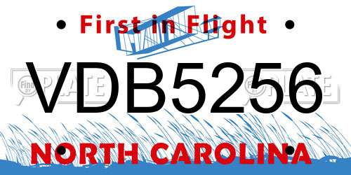 VDB5256 North Carolina License Plate