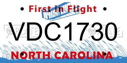 VDC1730 North Carolina License Plate