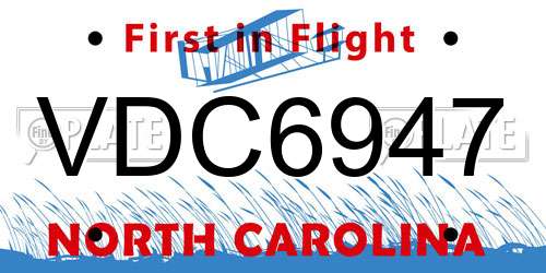 VDC6947 North Carolina License Plate