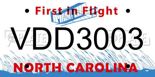 VDD3003 North Carolina License Plate