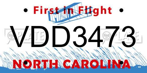 VDD3473 North Carolina License Plate