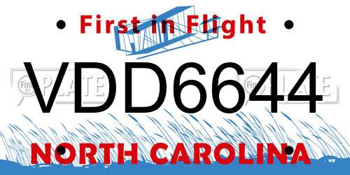VDD6644 North Carolina License Plate