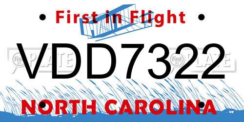 VDD7322 North Carolina License Plate