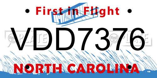 VDD7376 North Carolina License Plate
