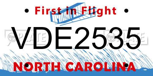VDE2535 North Carolina License Plate