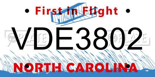 VDE3802 North Carolina License Plate