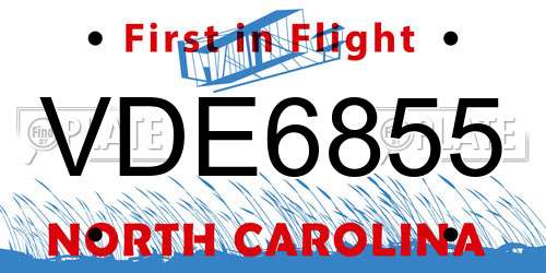 VDE6855 North Carolina License Plate
